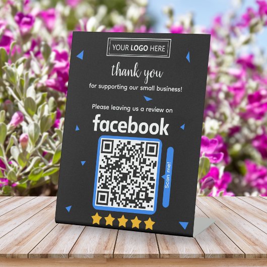 Facebookレビュー依頼カード(ロゴとQRコード付き) 台座サイン