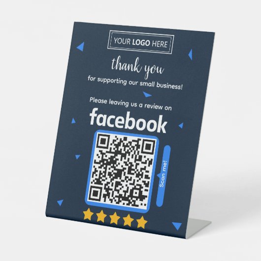 Facebookレビュー依頼カード(ロゴとQRコード付き) 台座サイン (正面)