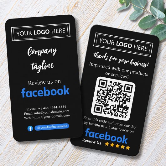 Facebookレビュー依頼カード(ロゴとQRコード付き) 名刺