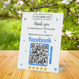 Facebookレビュー依頼カード(ロゴ・QRコード入り) 台座サイン