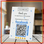 Facebookレビュー依頼カード(ロゴ・QRコード入り) 台座サイン
