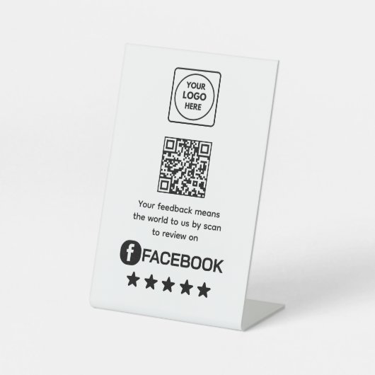 FacebookレビューQR | モダンビジネスディスプレイ 台座サイン (正面)