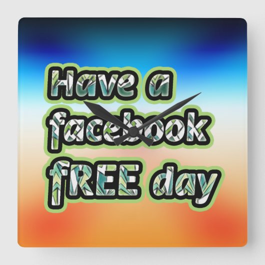Facebook無料の日 スクエア壁時計 (正面)