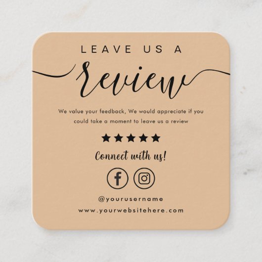 Facebook離れ Instagramロゴのレビューを受け素朴る スクエア名刺 (正面)