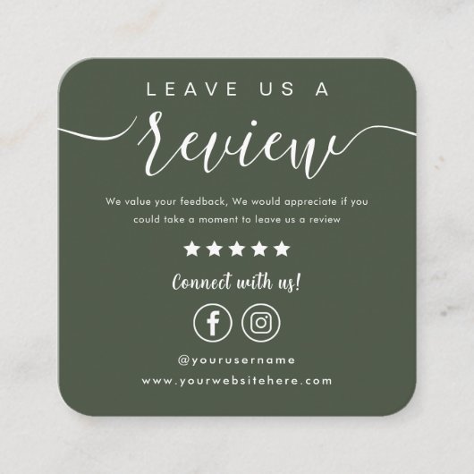 Facebook離れ Instagram Forest Greenのレビュー スクエア名刺 (正面)