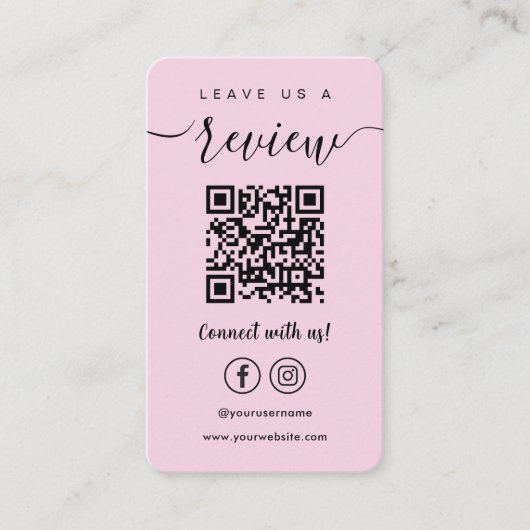 Facebook離れ Instagram Qrコードピンクのレビュー 名刺 (正面)