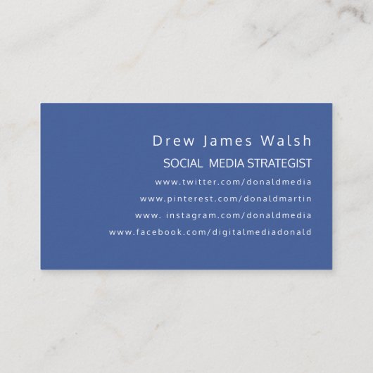 Facebook青い社会的な媒体の戦略家-ブロガー 名刺 (裏面)