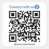 Facebook Connect With Us Qrコードホワイト スクエアシール (正面)