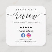 Facebook Instagramのロゴ離れレビューのホワイト スクエア名刺 (正面)