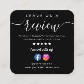 Facebook Instagramのロゴ離れA Review Black スクエア名刺 (正面)