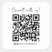 Facebook Instagram QRコードとの接続モダン スクエアシール (正面)