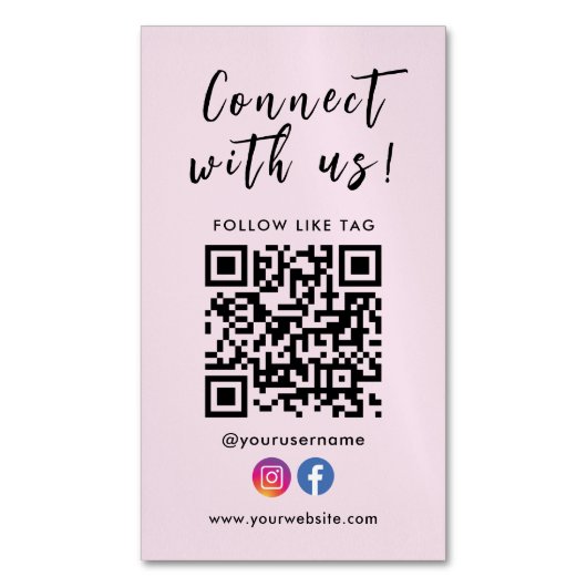 Facebook Instagram Qrコードと接続 マグネット名刺 (正面縦)