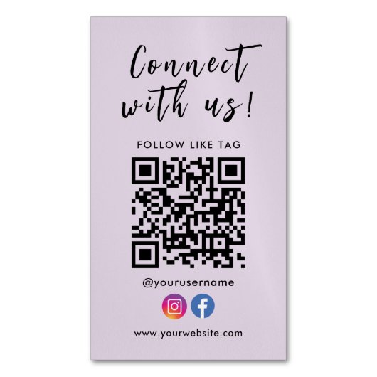 Facebook Instagram Qrコードと接続 マグネット名刺 (正面縦)