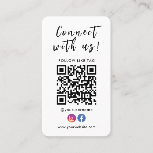 Facebook Instagram Qrコードと接続 名刺 (正面)
