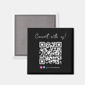 Facebook Instagram QRコードブラックとの接続 マグネット (正面/裏面)