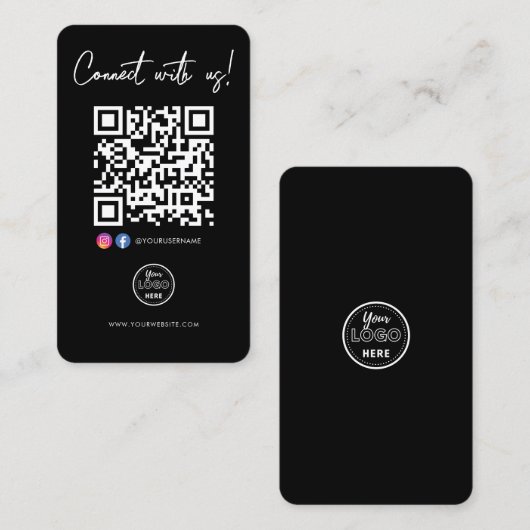 Facebook Instagram QRコードロゴを使用して接続 名刺 (正面/裏面)