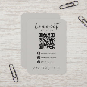 Facebook Instagram TiktokソフトモダングレーQRコード 名刺