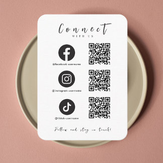 Facebook Instagram Tiktok QRコードトレンディー白 名刺
