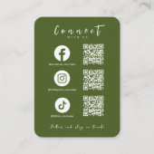 Facebook Instagram Tiktok QRコードモスグリーン 名刺 (正面)