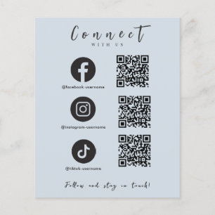 Facebook Instagram Tiktok QRコードライトネイビー チラシ