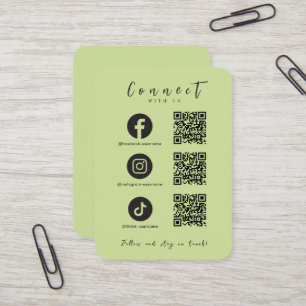 Facebook Instagram Tiktok QRコードライムグリーン 名刺