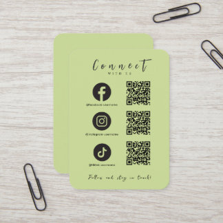 Facebook Instagram Tiktok QRコードライムグリーン 名刺