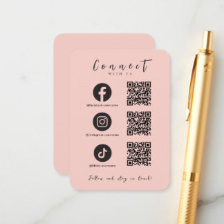 Facebook Instagram Tiktok QRコード赤面ピンク エンクロージャーカード
