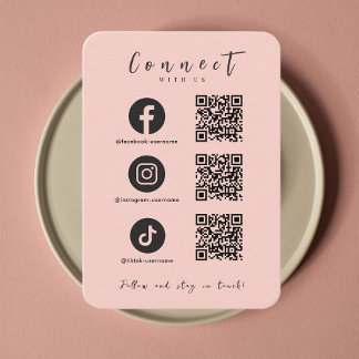 Facebook Instagram Tiktok QRコード赤面ピンク 名刺