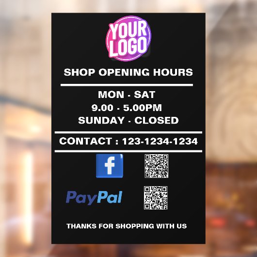 Facebook PayPal QRコードでの営業時間 ウィンドウサイン (シート2)