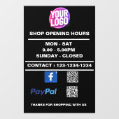 Facebook PayPal QRコードでの営業時間 ウィンドウサイン (シート)