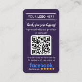 Facebook Review Card with Logo & QR Code Deep Plum 名刺 (正面)