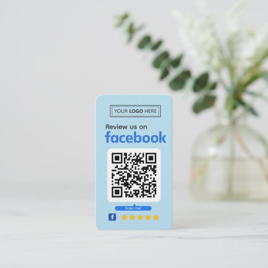 Facebook Review Request Baby Blue Business  名刺 (スタンド正面)