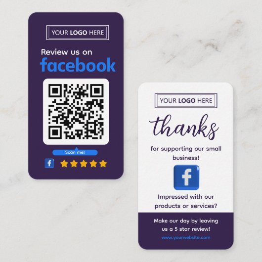 Facebook Review Request Business Card Deep Plum 名刺 (正面/裏面)