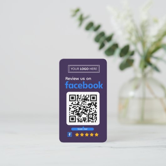 Facebook Review Request Business Card Deep Plum 名刺 (スタンド正面)
