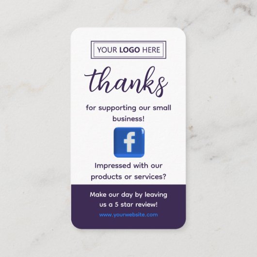 Facebook Review Request Business Card Deep Plum 名刺 (裏面)