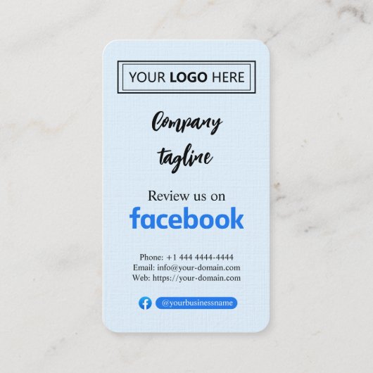 Facebook Review Request Card with Logo and QR Code 名刺 (裏面)