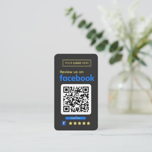 Facebook Review Request Charcoal Slate 名刺 (スタンド正面)