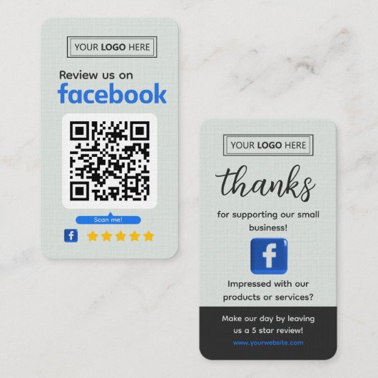 Facebook Review Request Pale Green Business  名刺 (正面/裏面)