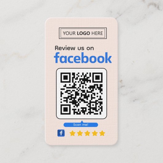 Facebook Review Request Pale Pink Business  名刺 (正面)