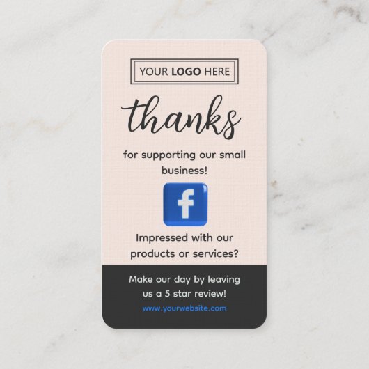 Facebook Review Request Pale Pink Business  名刺 (裏面)