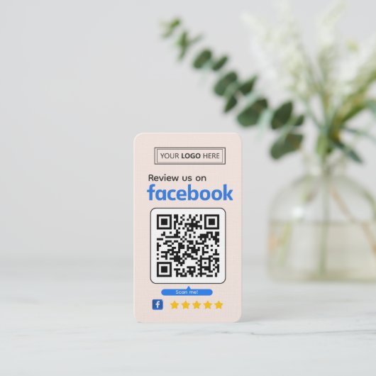 Facebook Review Request Pale Pink Business  名刺 (スタンド正面)