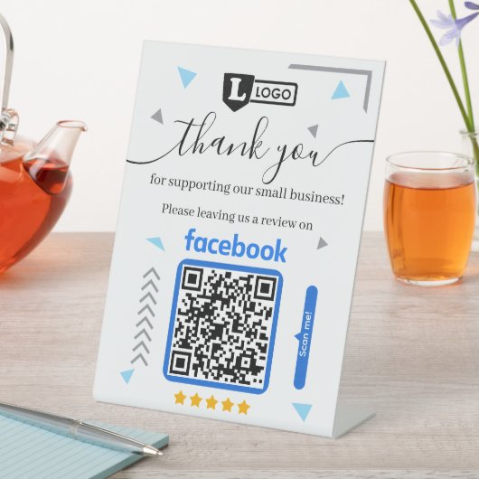 Facebook Review Request with Logo and QR Code 台座サイン (インサイチュ)