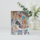 faces numbers words abstract mixed media collage ポストカード (スタンド正面)