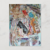 faces numbers words abstract mixed media collage ポストカード (正面)