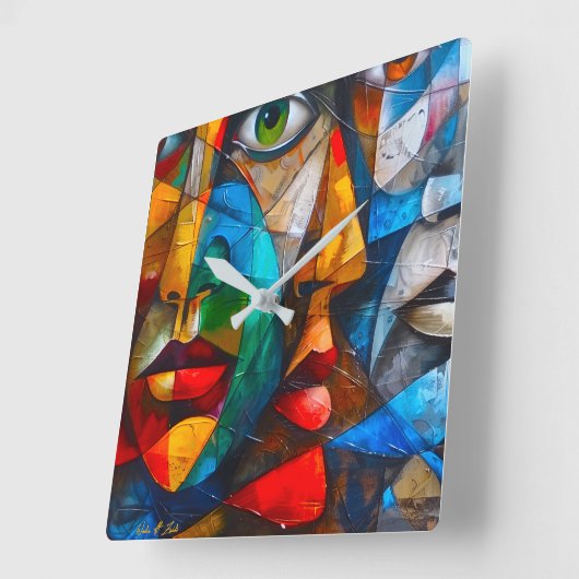 Faces we know スクエア壁時計 (傾斜)