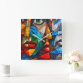 Faces we know スクエア壁時計 (ホーム)