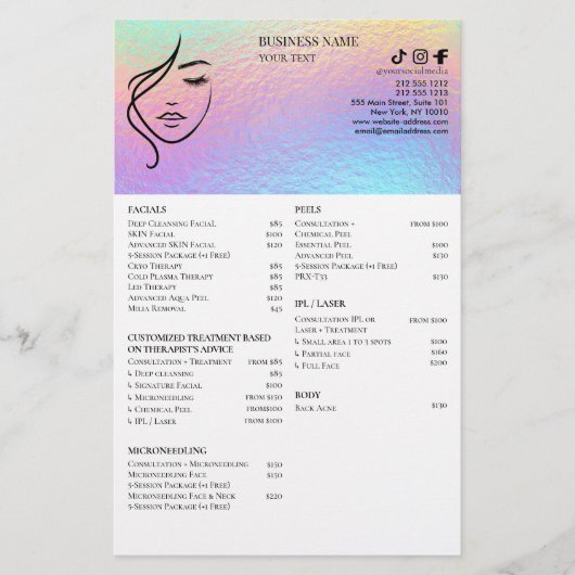 FACIAL TREATMENTS Beauty Salon flyer チラシ (正面)