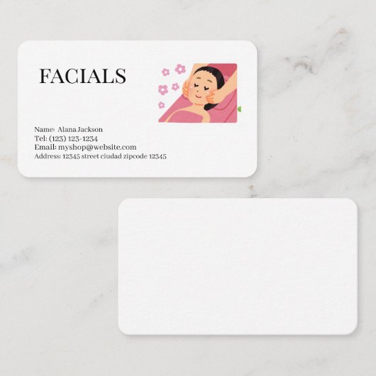 facials services editable business card 名刺 (正面/裏面)