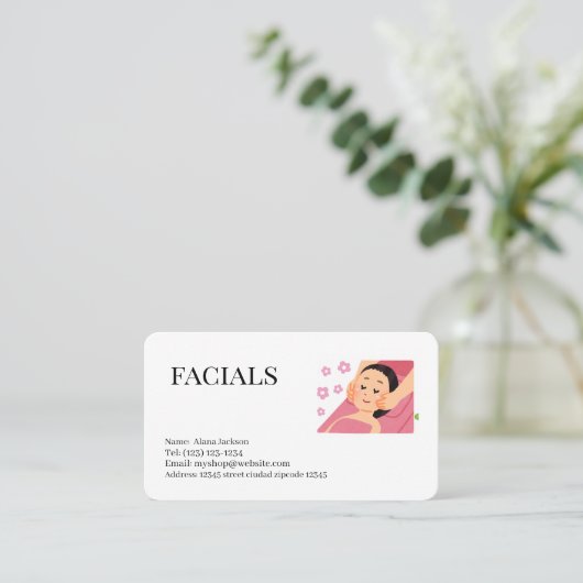 facials services editable business card 名刺 (スタンド正面)