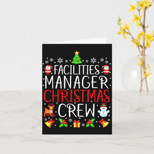 Facilities Manager Christmas Crew Matching Xmas  カード (黄色い花)